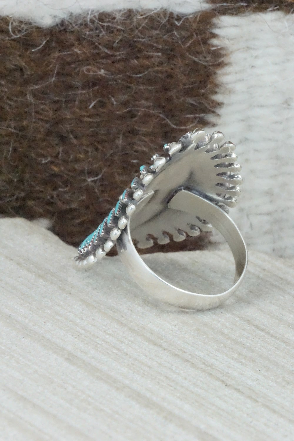 Turquoise & Sterling Silver Ring - Vincent Johnson - Size 8.5