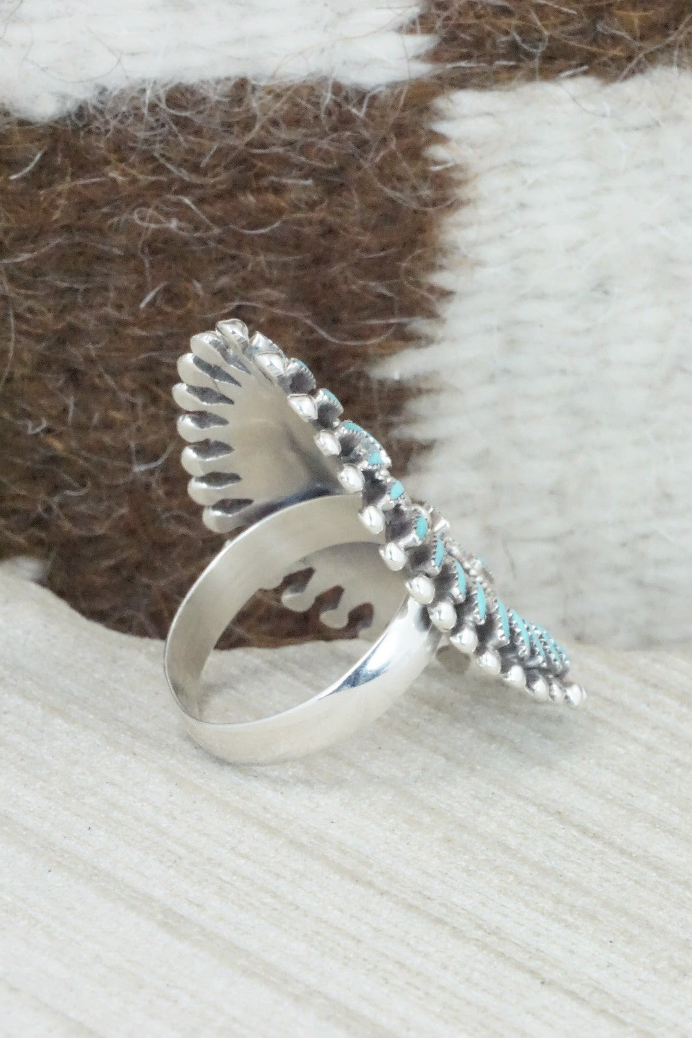 Turquoise & Sterling Silver Ring - Vincent Johnson - Size 8.5