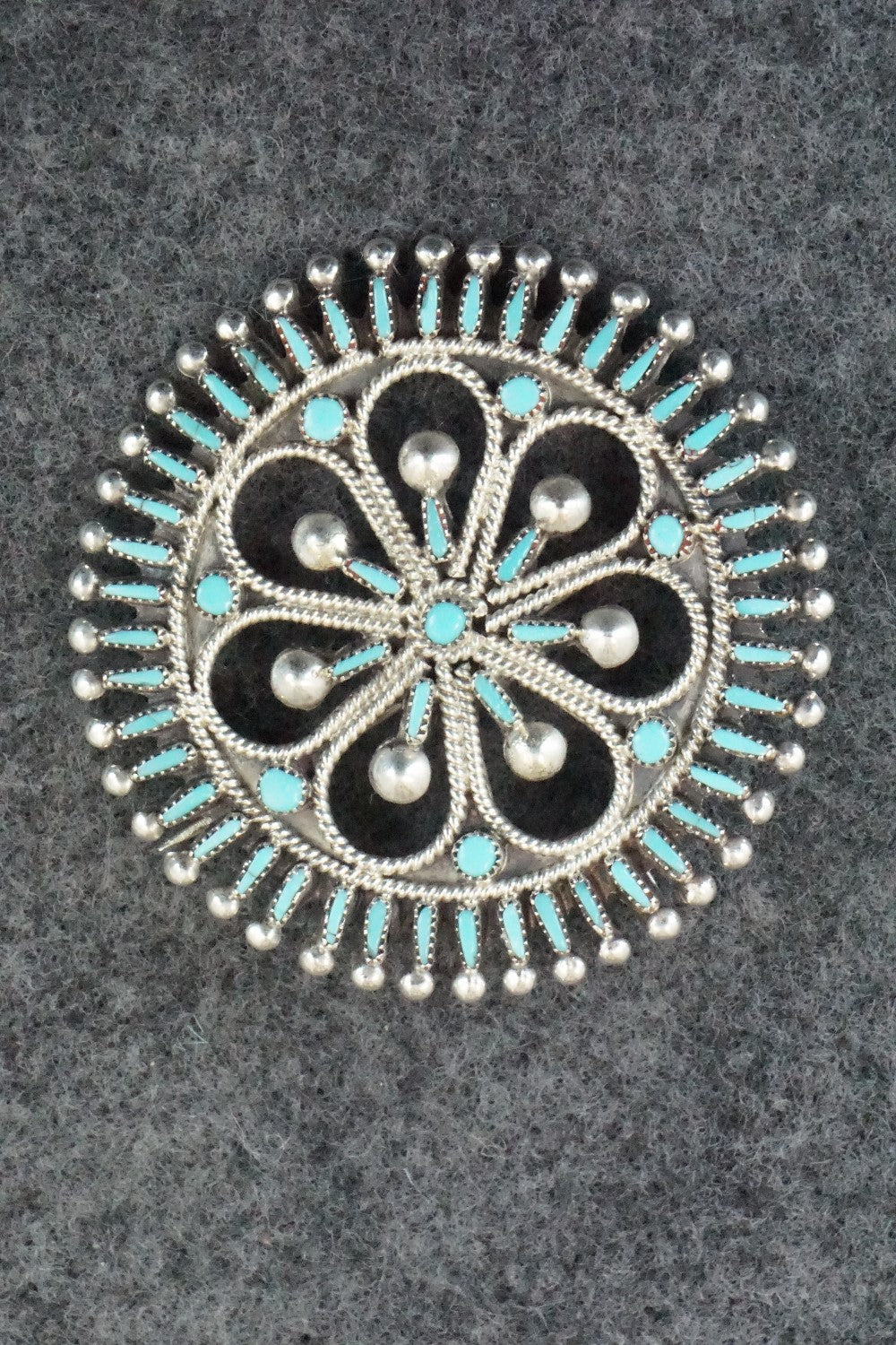 Turquoise & Sterling Silver Pendant/ Pin - Vincent Johnson