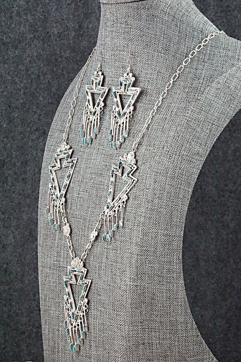 Turquoise & Sterling Silver Necklace Set - Kevin Leekity