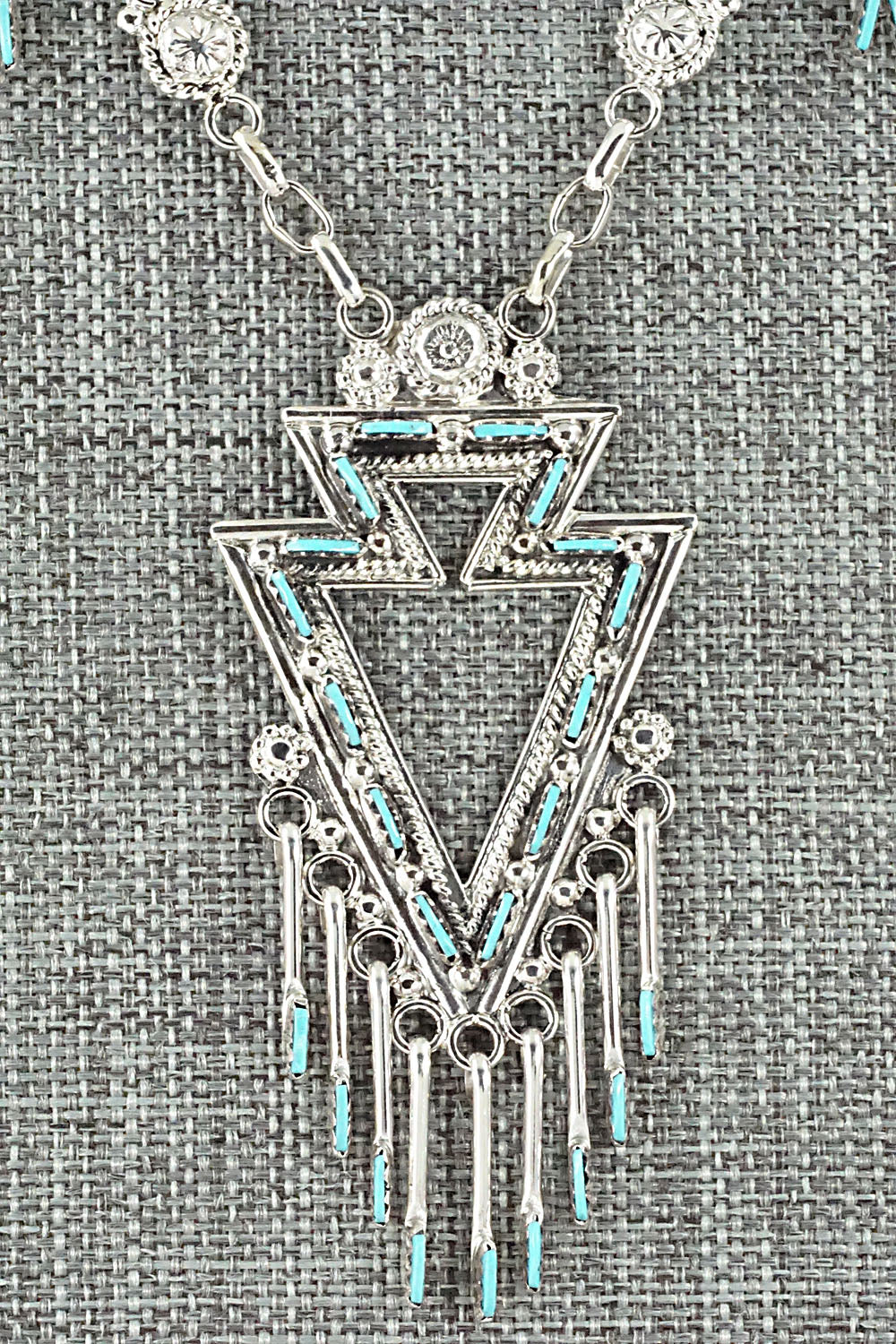 Turquoise & Sterling Silver Necklace Set - Kevin Leekity