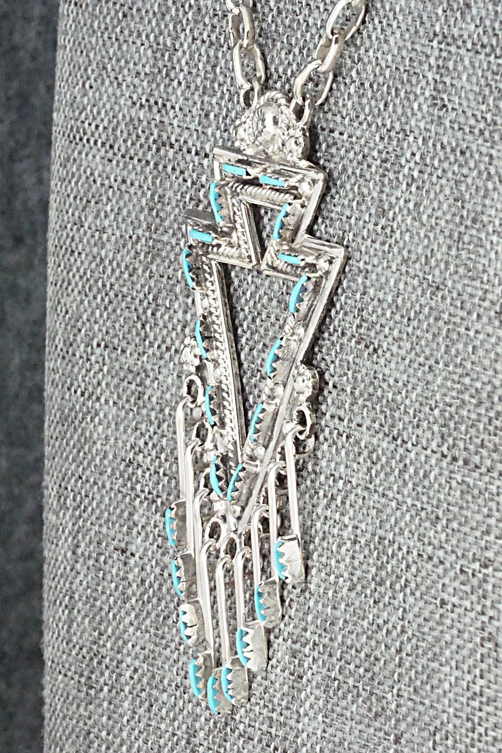 Turquoise & Sterling Silver Necklace Set - Kevin Leekity