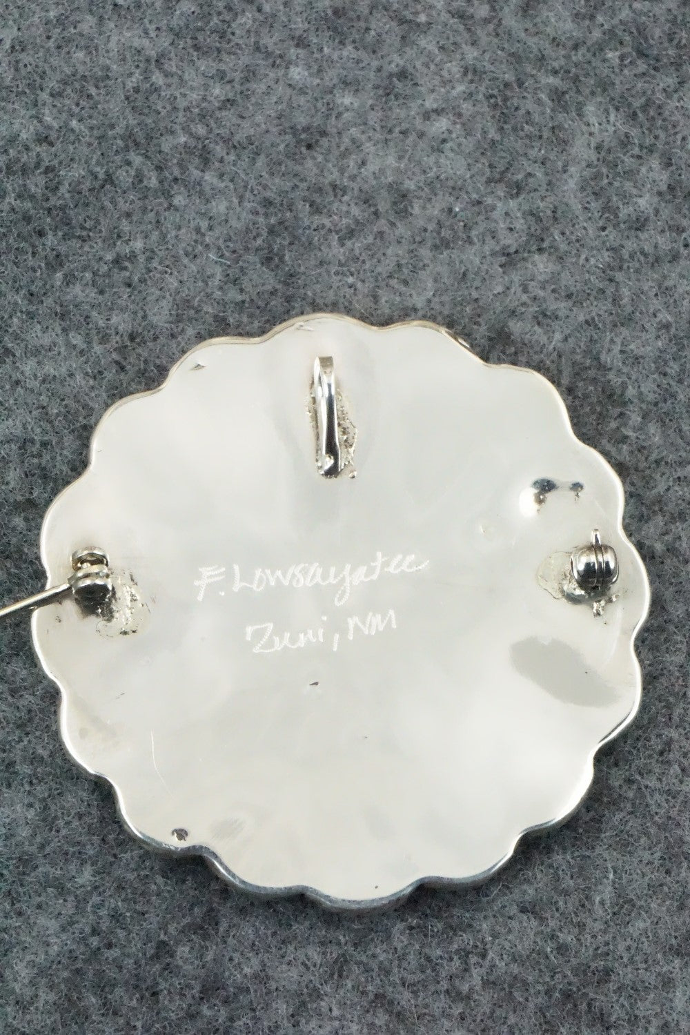 Turquoise & Sterling Silver Pendant/ Pin - Faye Lowsayatee