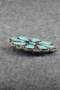 Turquoise & Sterling Silver Pendant/ Pin - Faye Lowsayatee