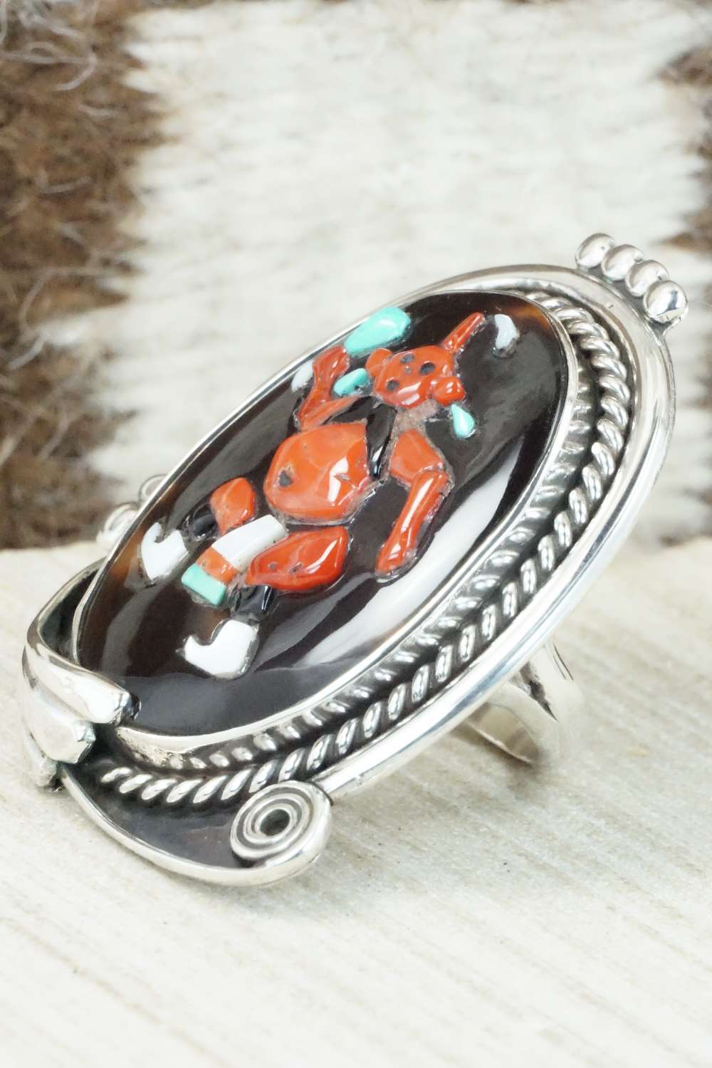 Multi Stone & Sterling Silver Ring - Augustine Pinto - Size 7