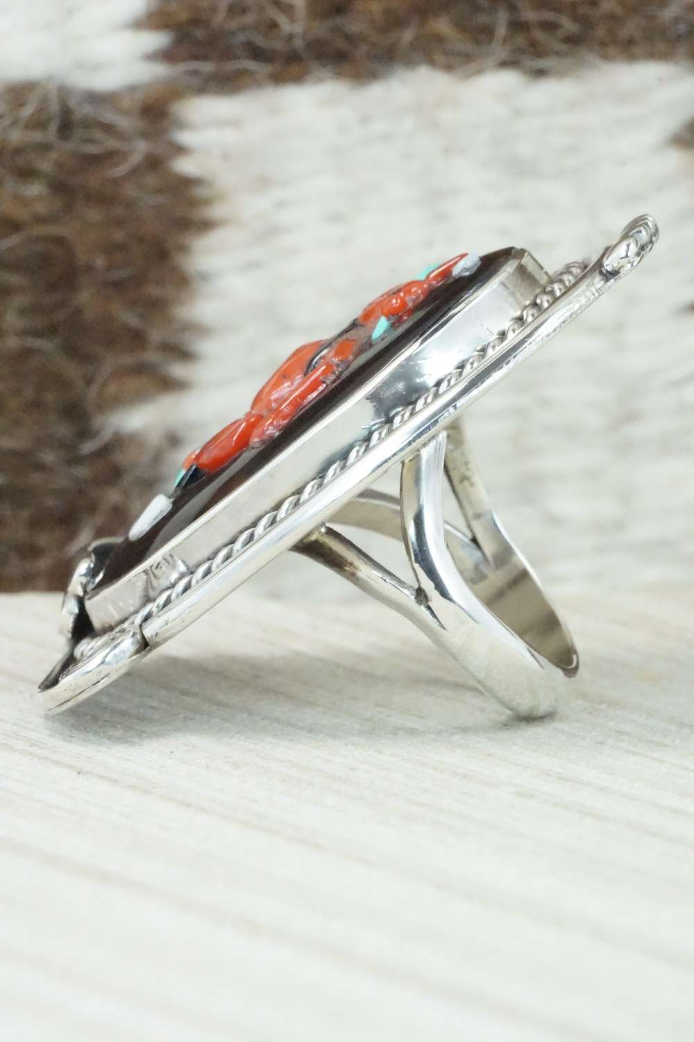 Multi Stone & Sterling Silver Ring - Augustine Pinto - Size 7