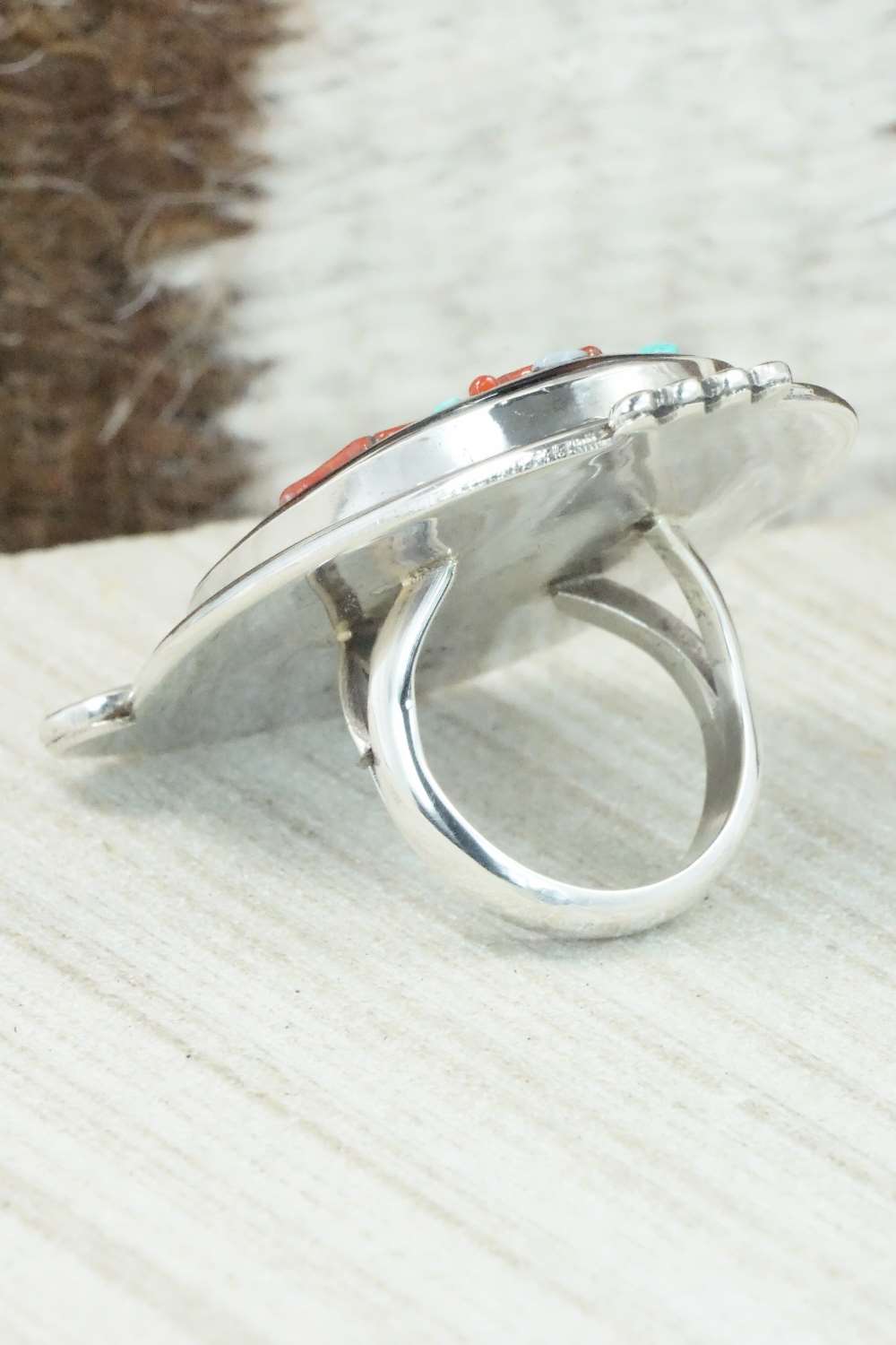 Multi Stone & Sterling Silver Ring - Augustine Pinto - Size 7