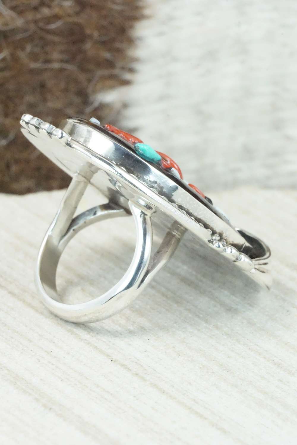 Multi Stone & Sterling Silver Ring - Augustine Pinto - Size 7