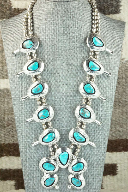 Turquoise & Sterling Silver Squash Blossom - Teddy Goodluck