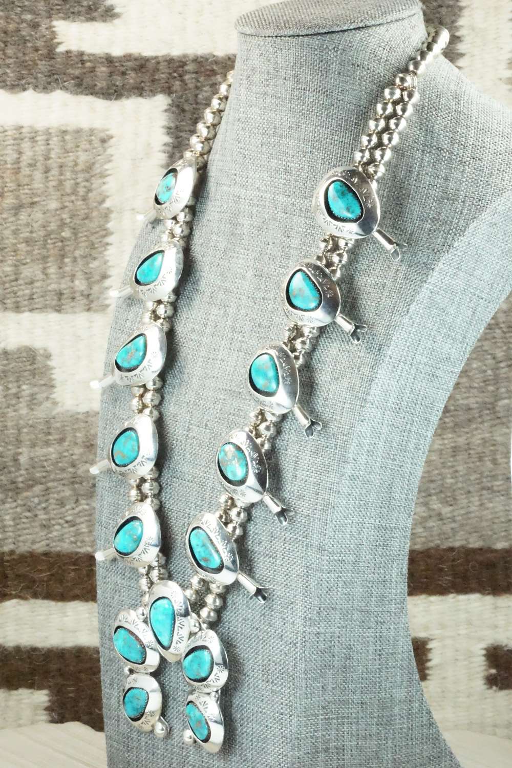 Turquoise & Sterling Silver Squash Blossom - Teddy Goodluck