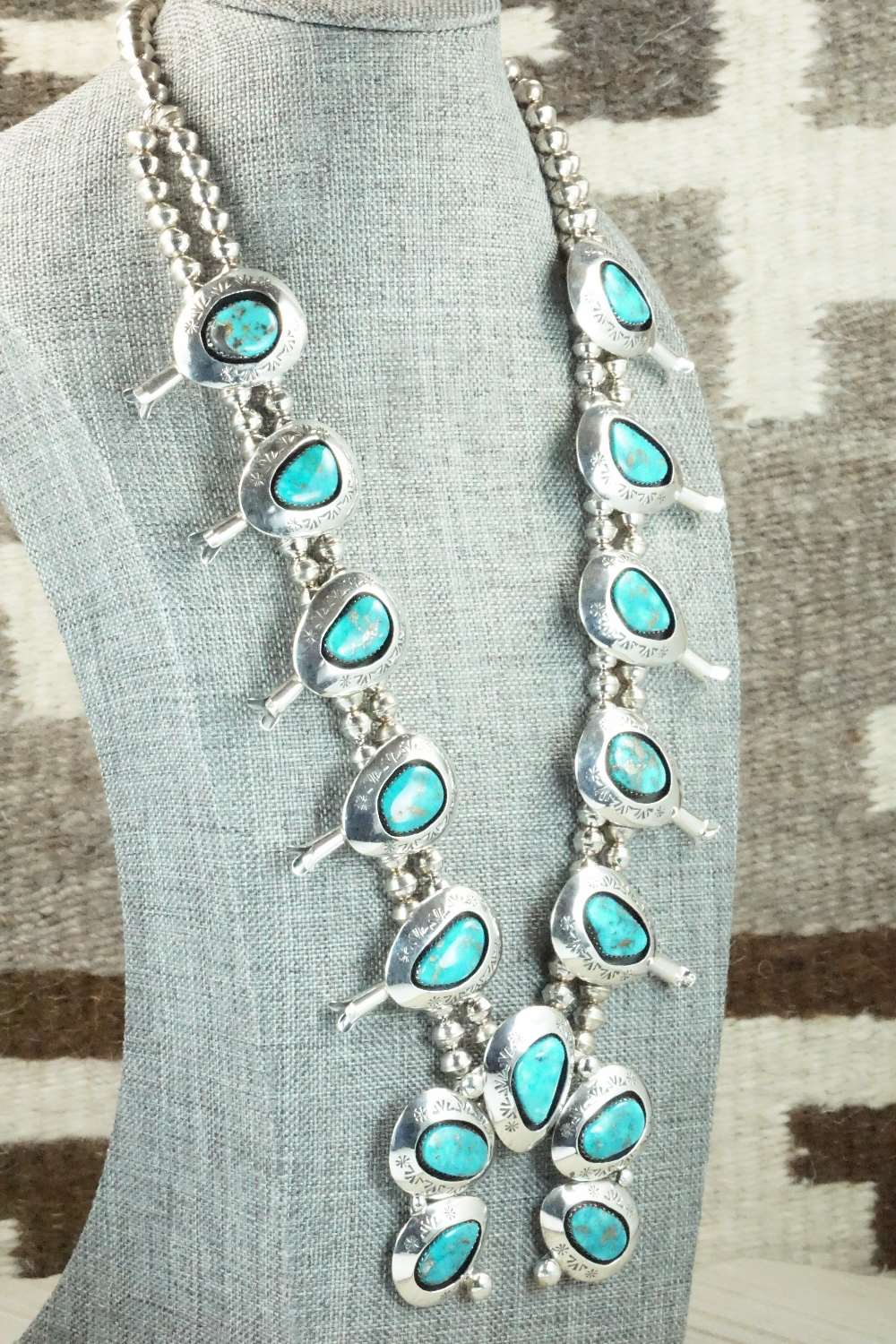 Turquoise & Sterling Silver Squash Blossom - Teddy Goodluck