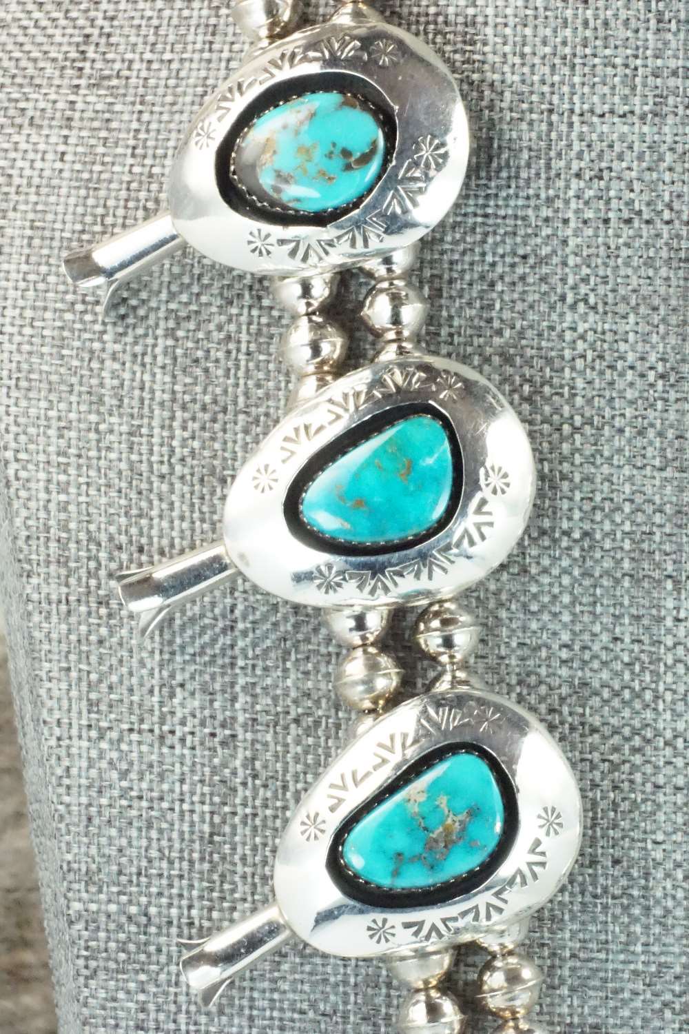 Turquoise & Sterling Silver Squash Blossom - Teddy Goodluck