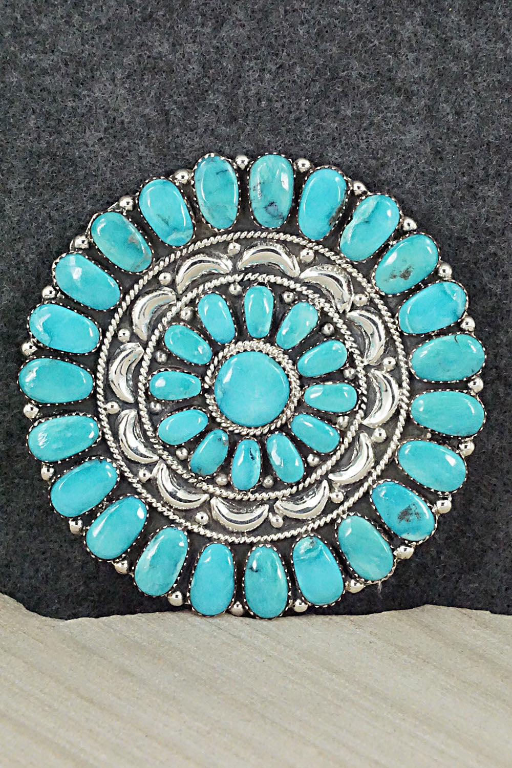 Turquoise & Sterling Silver Pendant / Pin - Jesse Williams