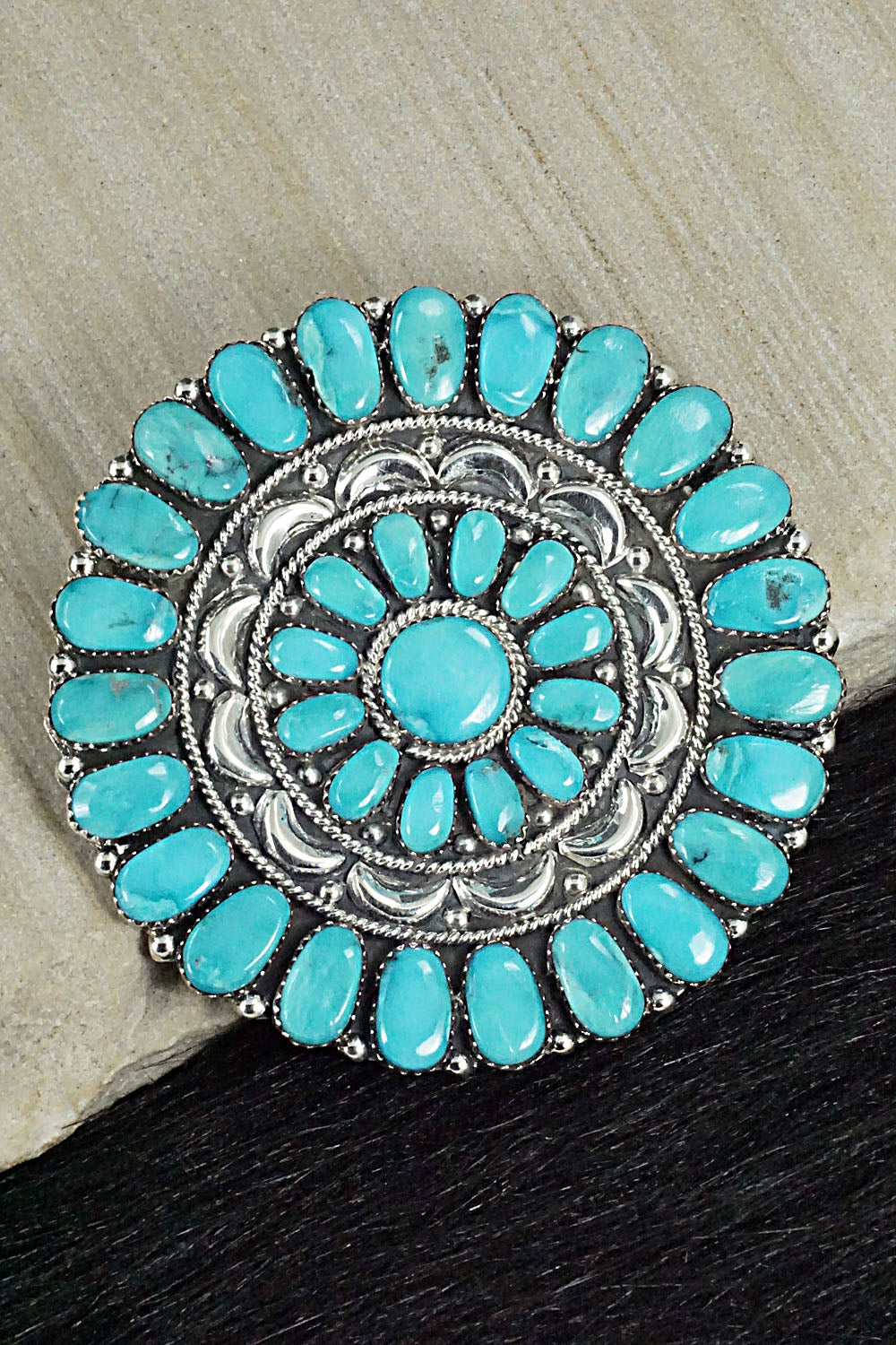 Turquoise & Sterling Silver Pendant / Pin - Jesse Williams