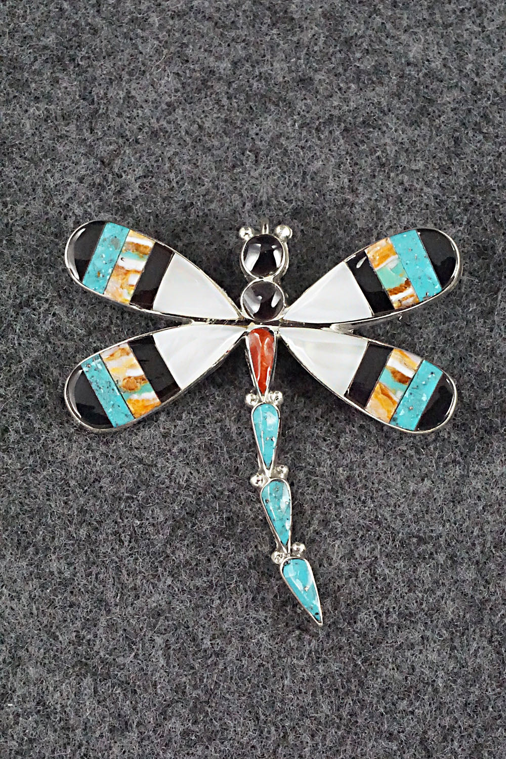Multi Stone & Sterling Silver Inlay Pendant/Pin - Angus Ahiyite