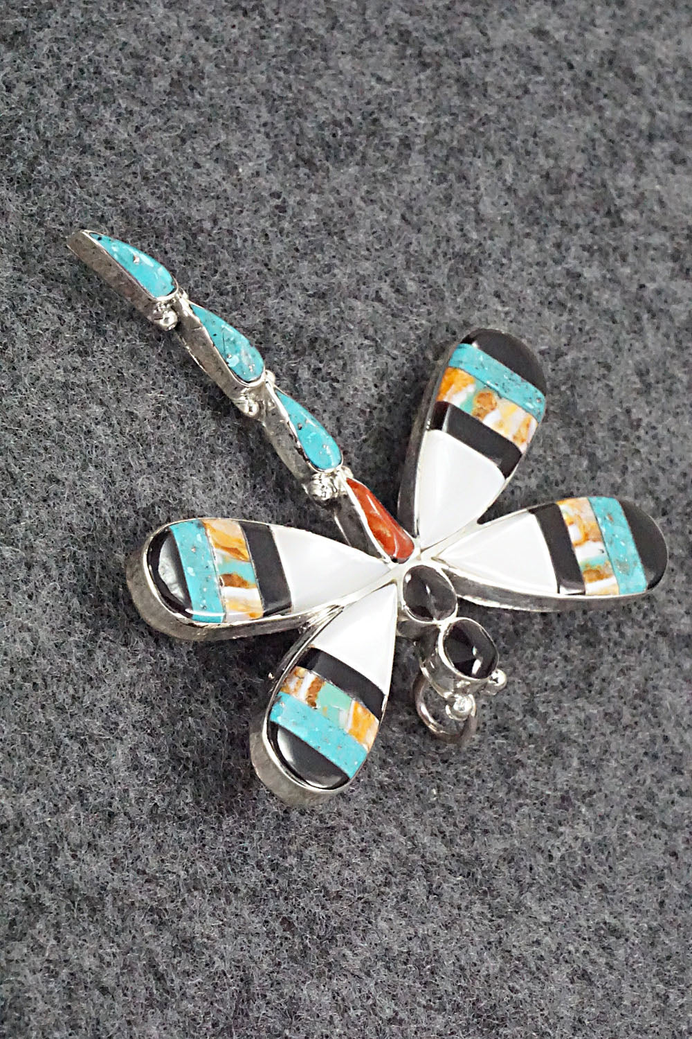 Multi Stone & Sterling Silver Inlay Pendant/Pin - Angus Ahiyite