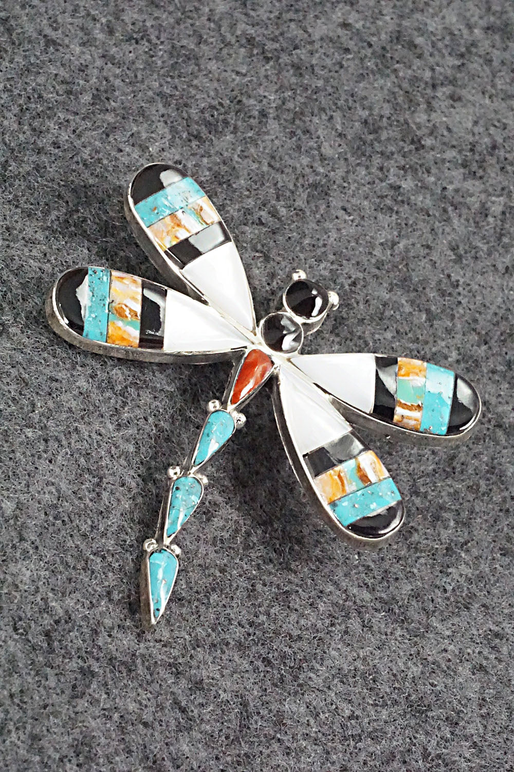 Multi Stone & Sterling Silver Inlay Pendant/Pin - Angus Ahiyite