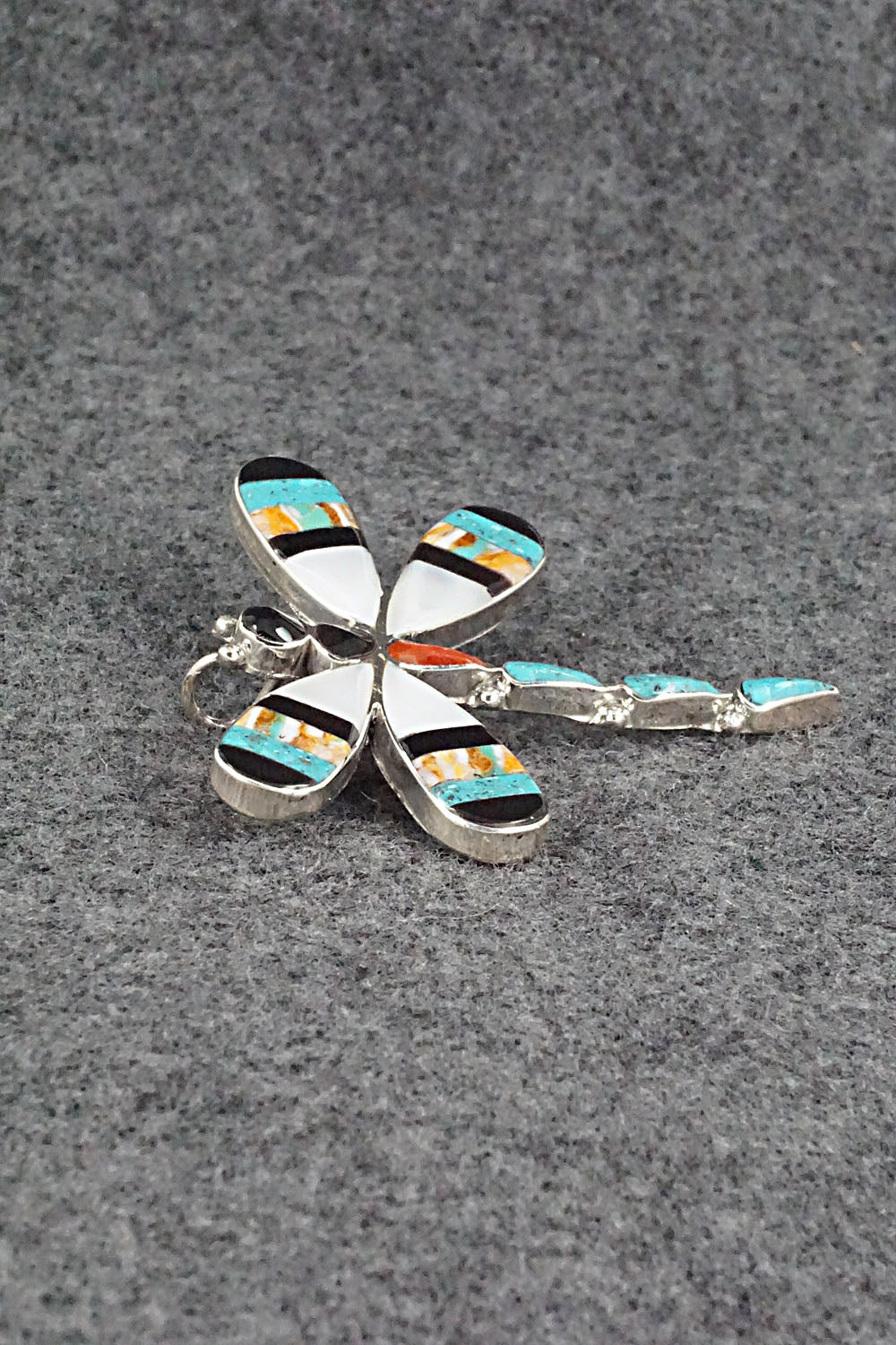 Multi Stone & Sterling Silver Inlay Pendant/Pin - Angus Ahiyite