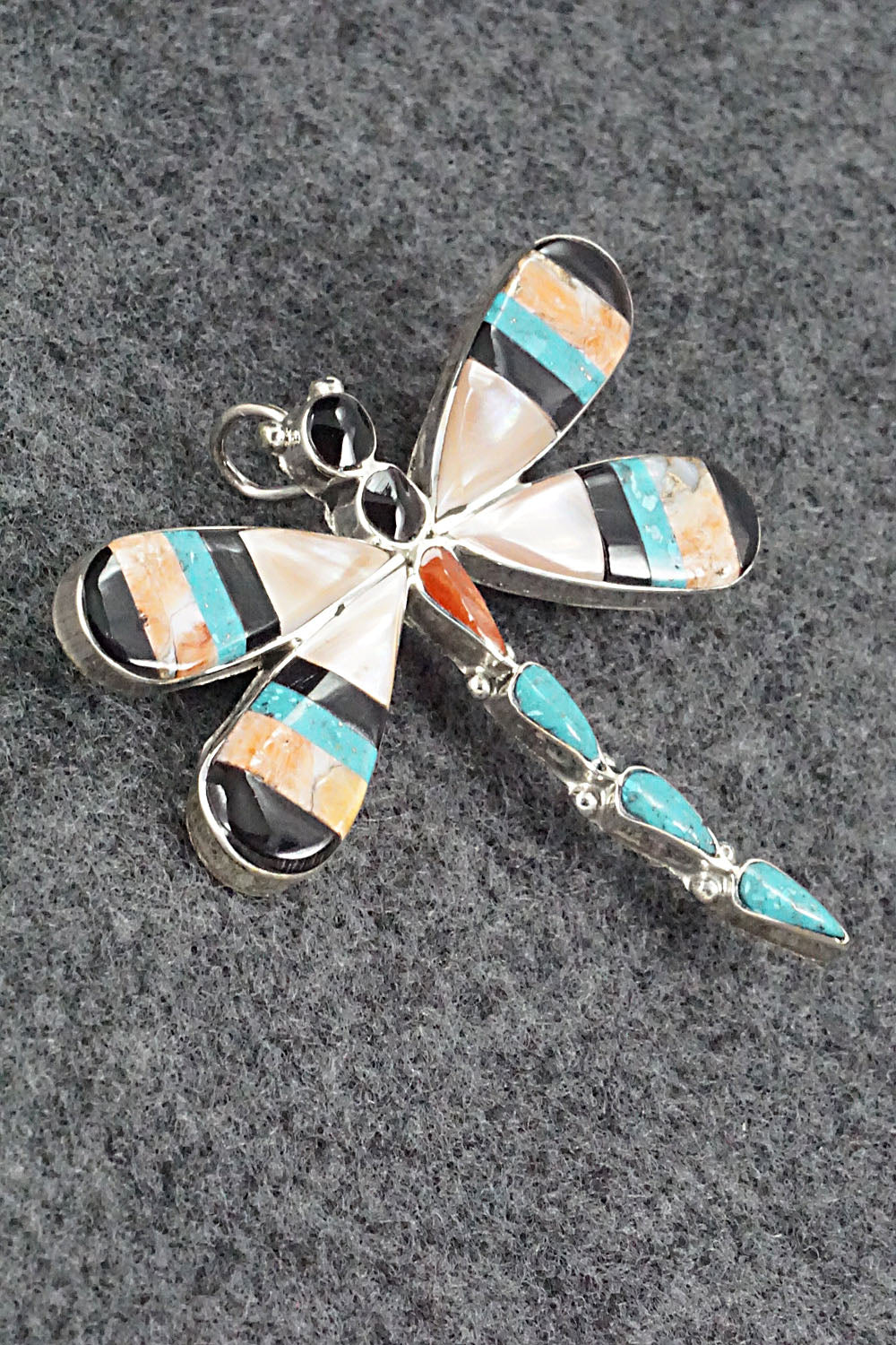 Multi Stone & Sterling Silver Inlay Pendant/Pin - Angus Ahiyite