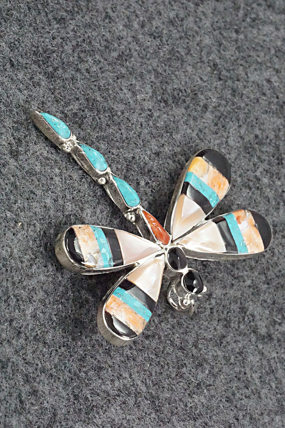 Multi Stone & Sterling Silver Inlay Pendant/Pin - Angus Ahiyite