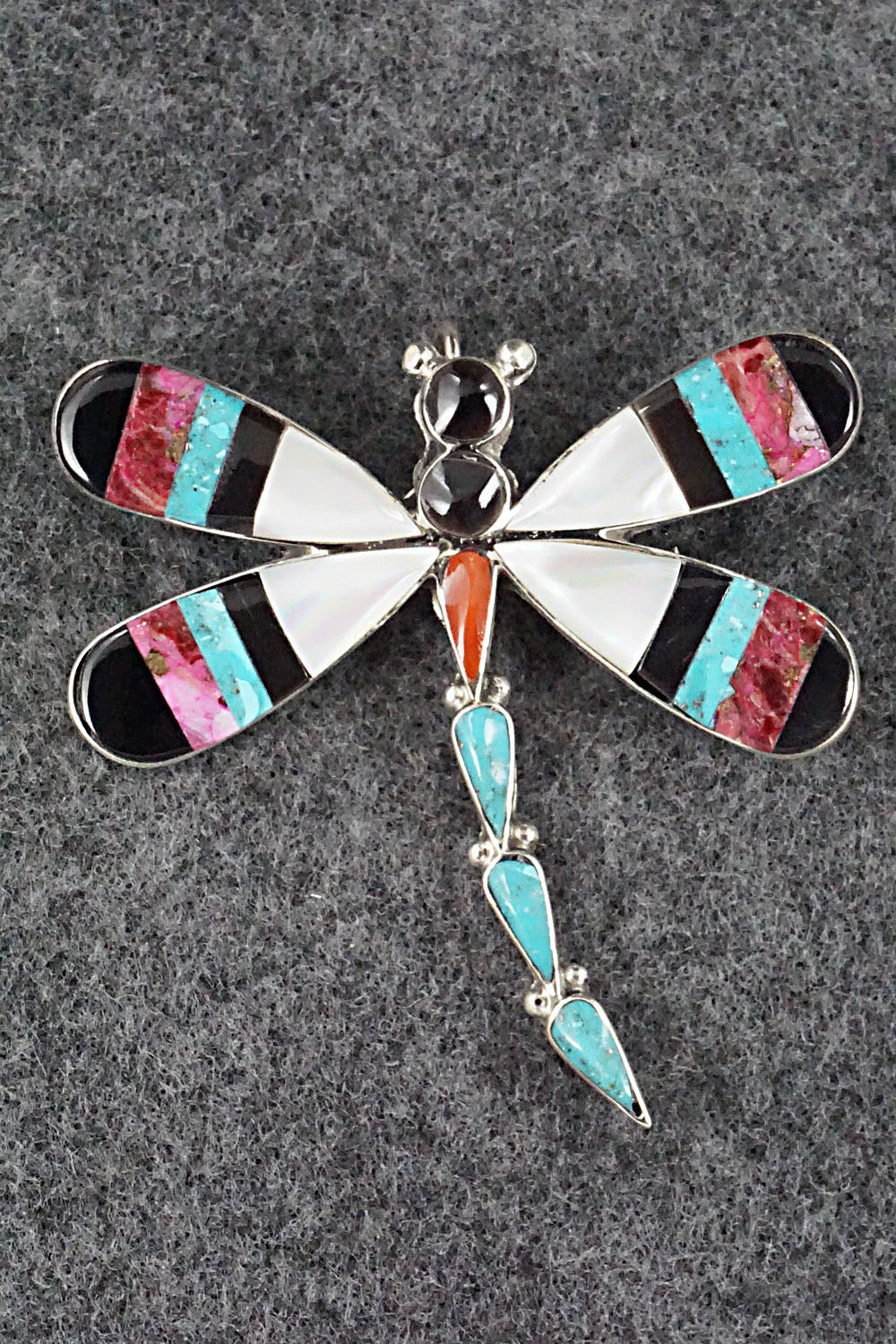 Multi Stone & Sterling Silver Inlay Pendant/Pin - Angus Ahiyite