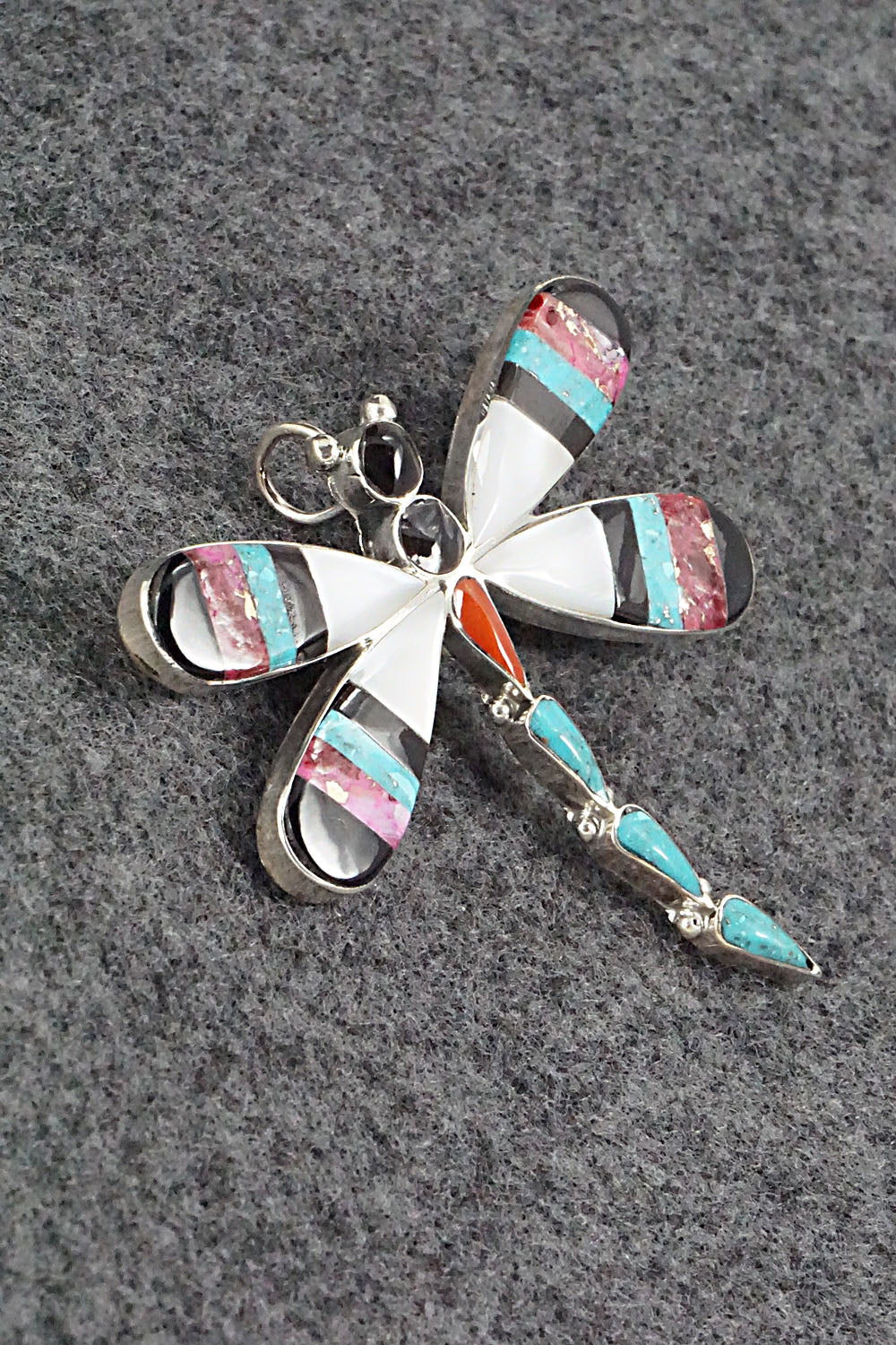 Multi Stone & Sterling Silver Inlay Pendant/Pin - Angus Ahiyite