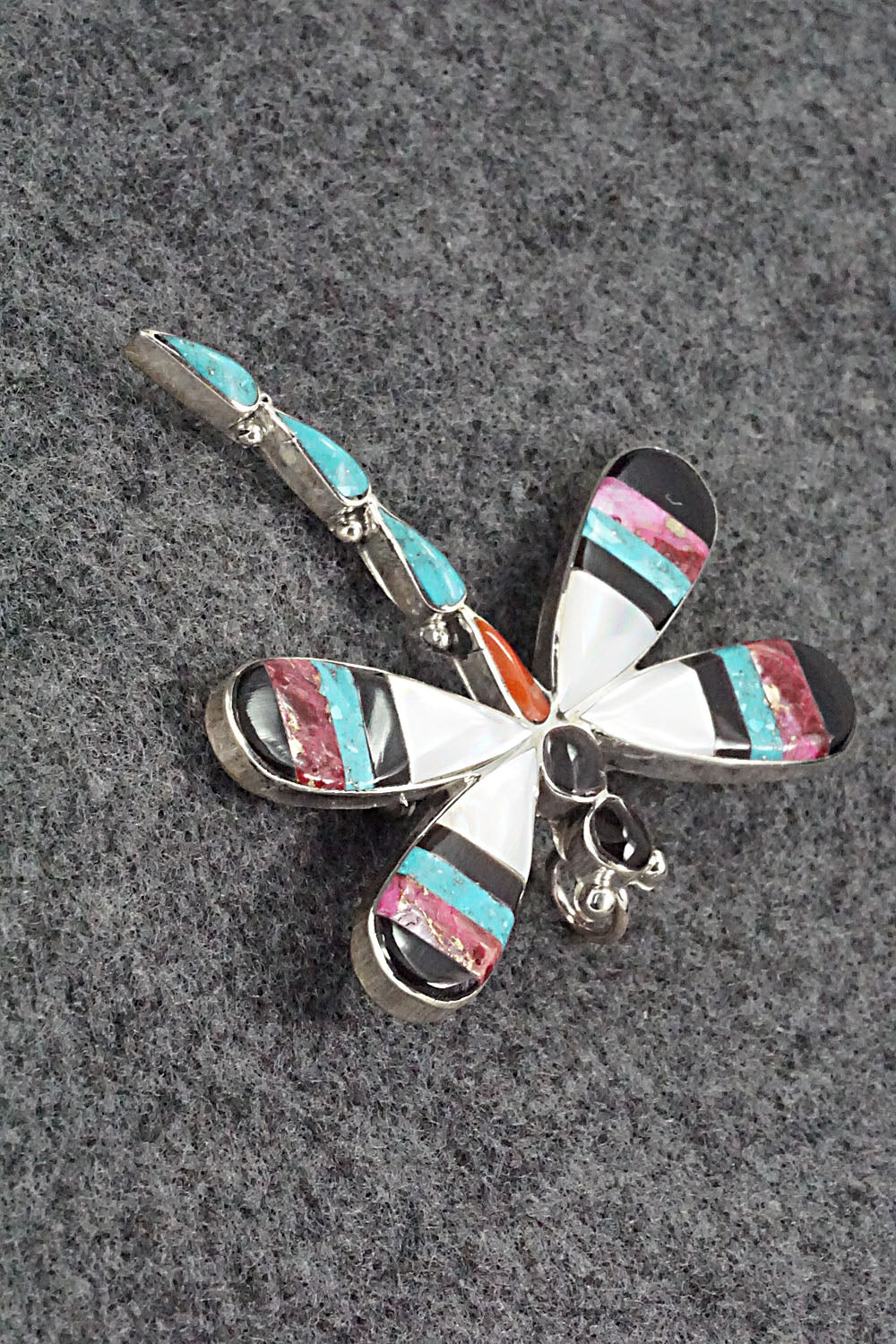 Multi Stone & Sterling Silver Inlay Pendant/Pin - Angus Ahiyite