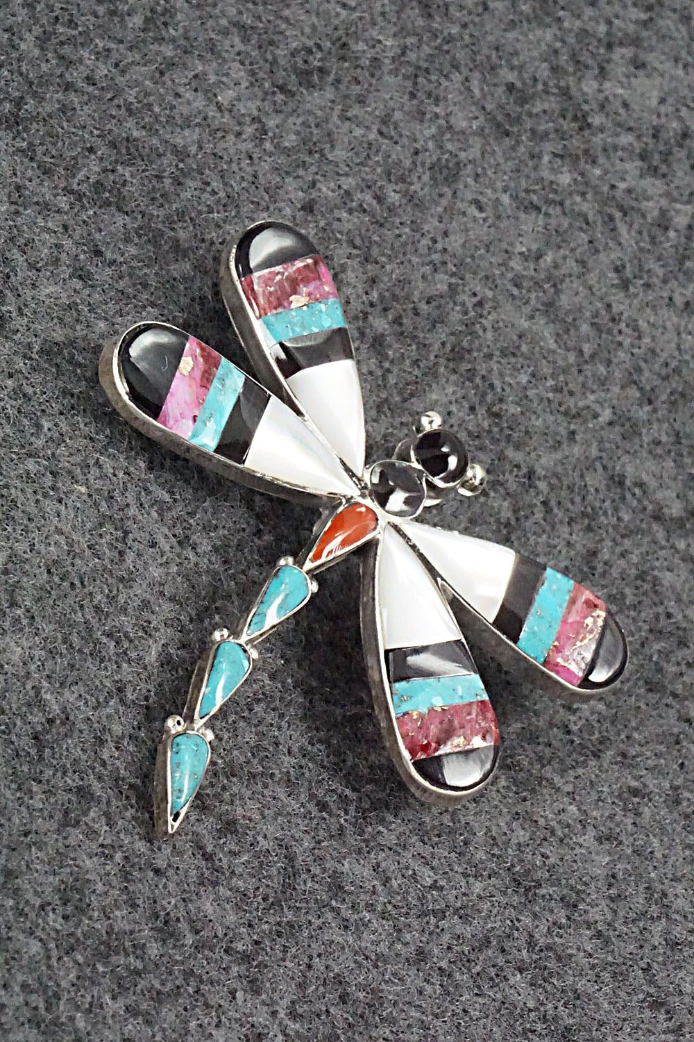 Multi Stone & Sterling Silver Inlay Pendant/Pin - Angus Ahiyite