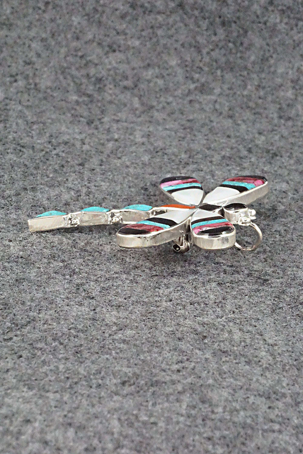 Multi Stone & Sterling Silver Inlay Pendant/Pin - Angus Ahiyite