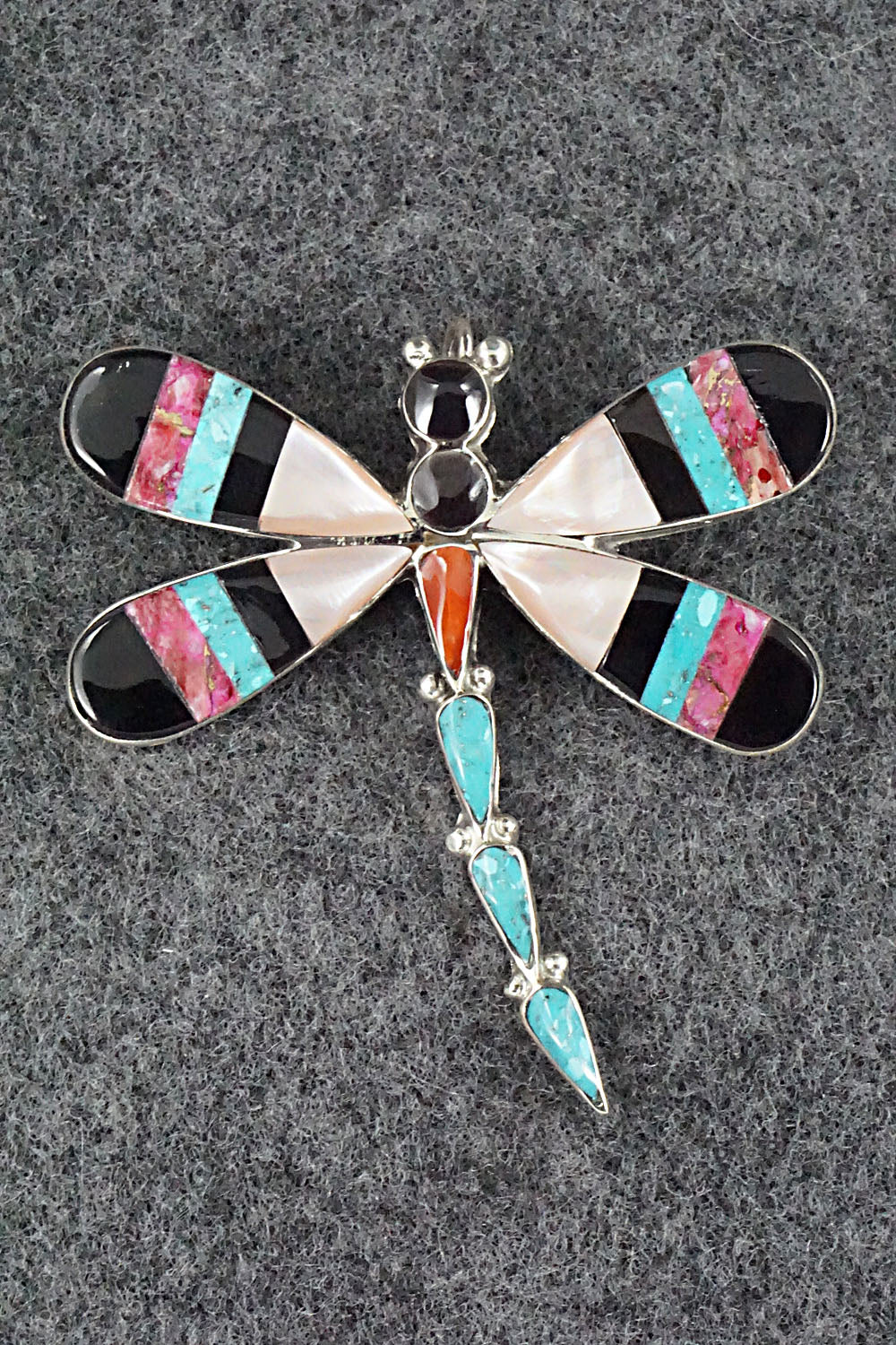 Multi Stone & Sterling Silver Inlay Pendant/Pin - Angus Ahiyite