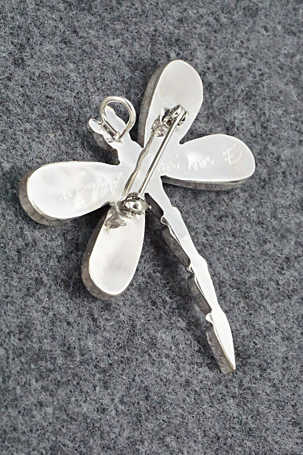 Multi Stone & Sterling Silver Inlay Pendant/Pin - Angus Ahiyite