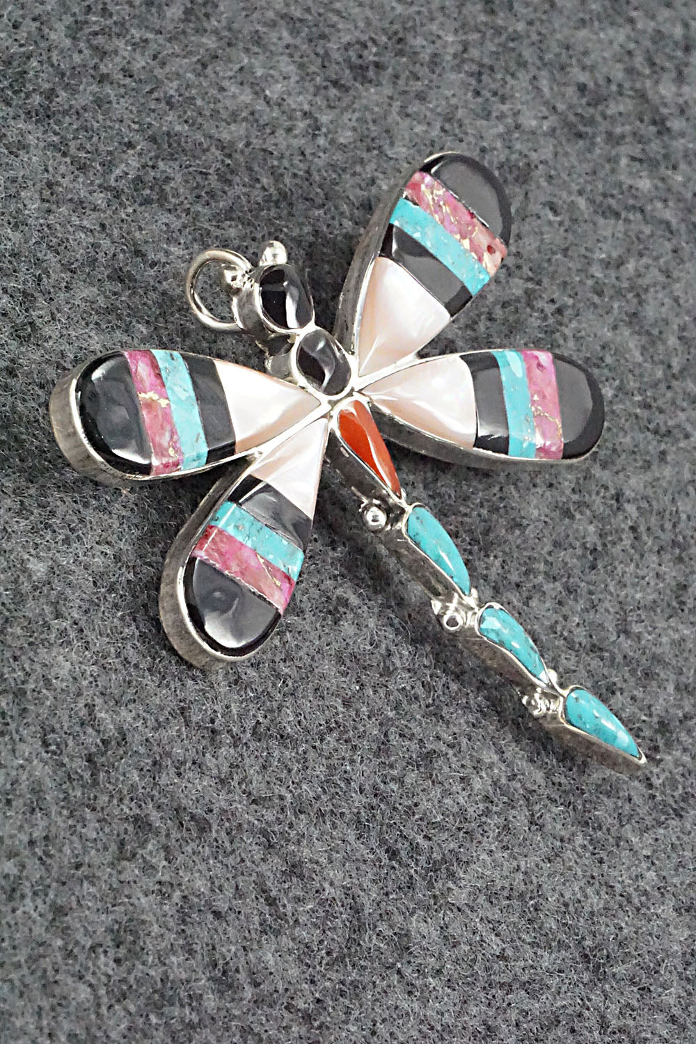 Multi Stone & Sterling Silver Inlay Pendant/Pin - Angus Ahiyite