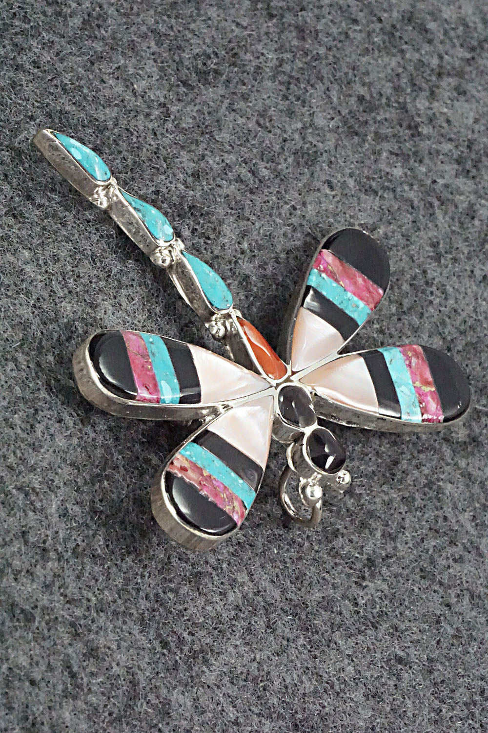 Multi Stone & Sterling Silver Inlay Pendant/Pin - Angus Ahiyite