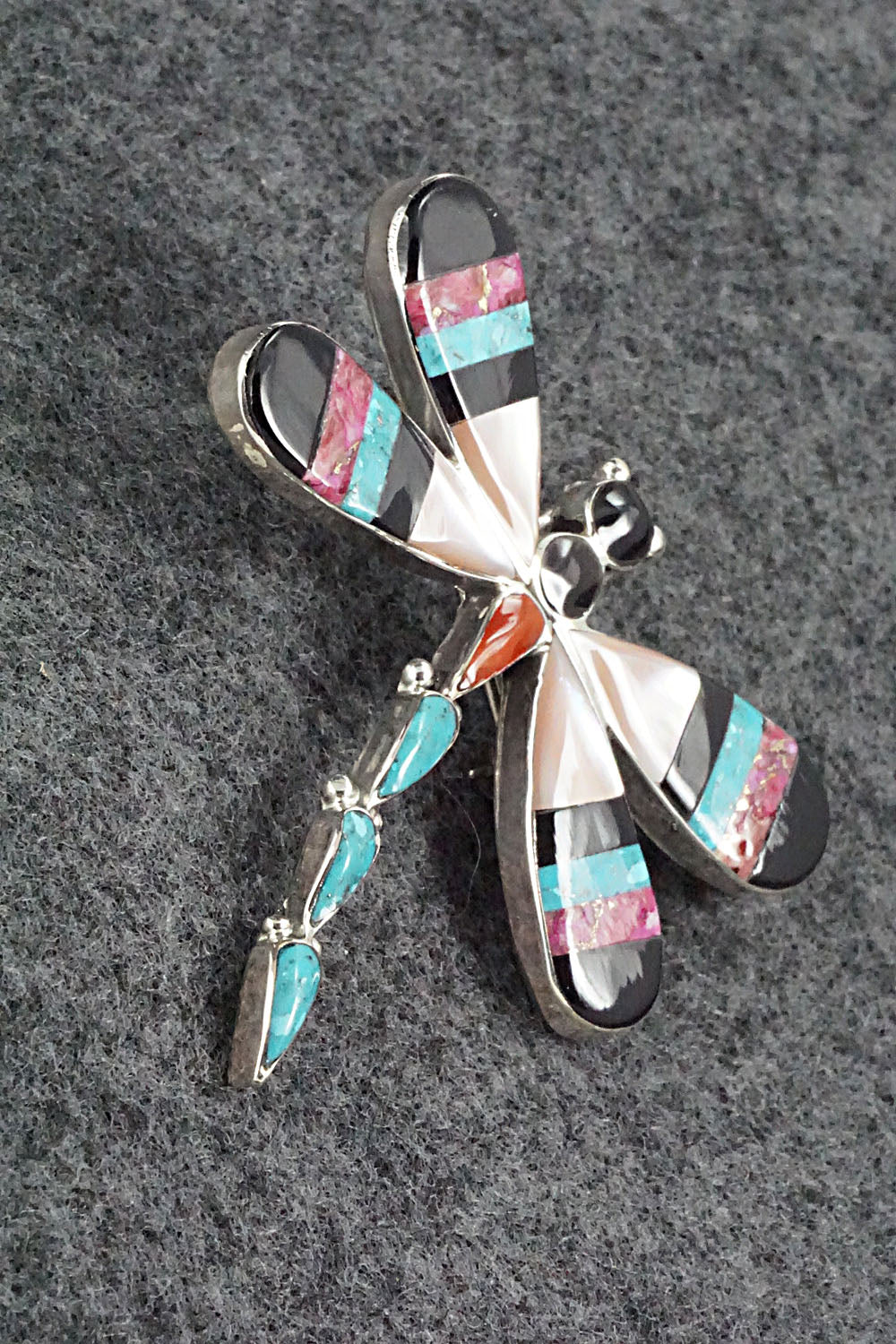 Multi Stone & Sterling Silver Inlay Pendant/Pin - Angus Ahiyite