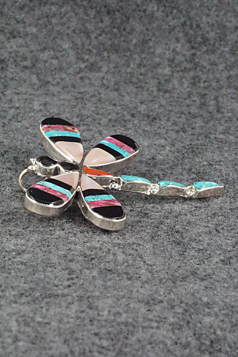 Multi Stone & Sterling Silver Inlay Pendant/Pin - Angus Ahiyite