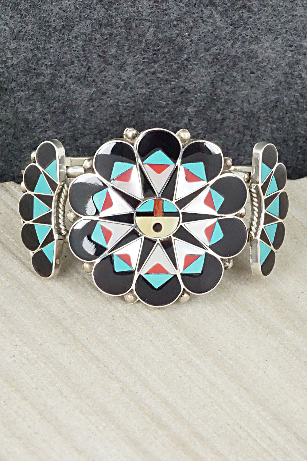Multi Stone & Sterling Silver Inlay Bracelet - Delvin Gasper