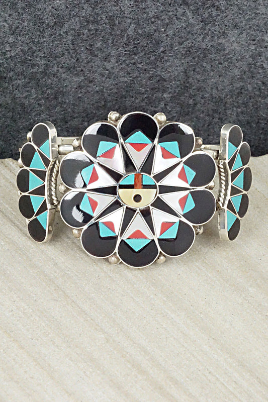 Multi Stone & Sterling Silver Inlay Bracelet - Delvin Gasper