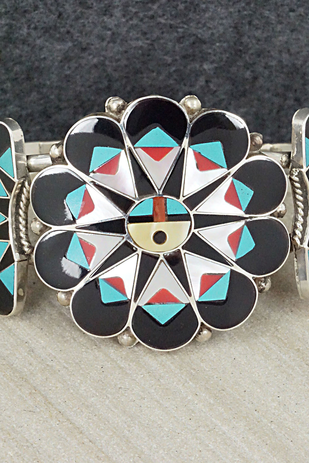 Multi Stone & Sterling Silver Inlay Bracelet - Delvin Gasper