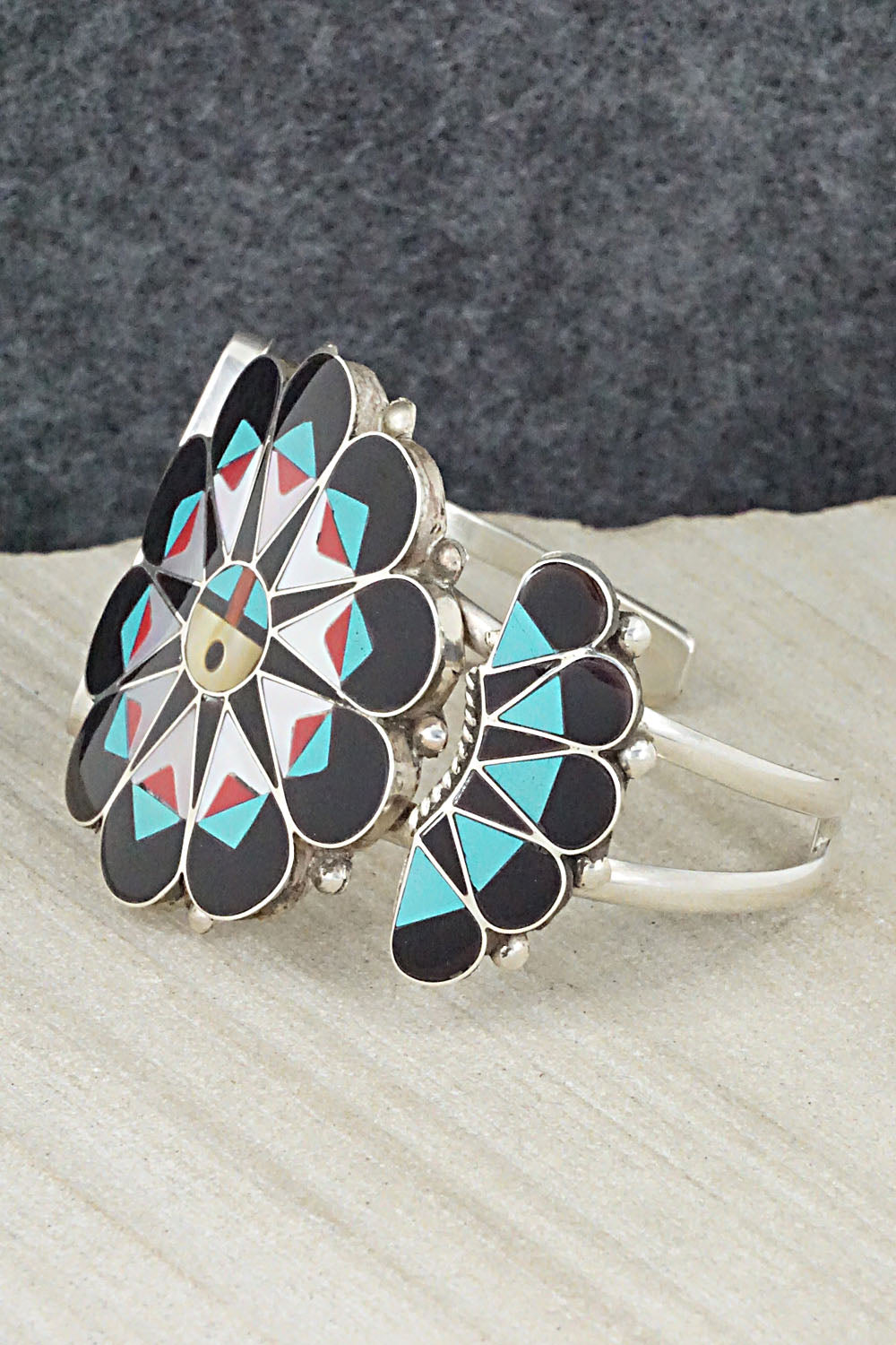 Multi Stone & Sterling Silver Inlay Bracelet - Delvin Gasper