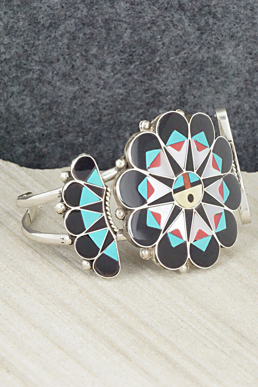 Multi Stone & Sterling Silver Inlay Bracelet - Delvin Gasper