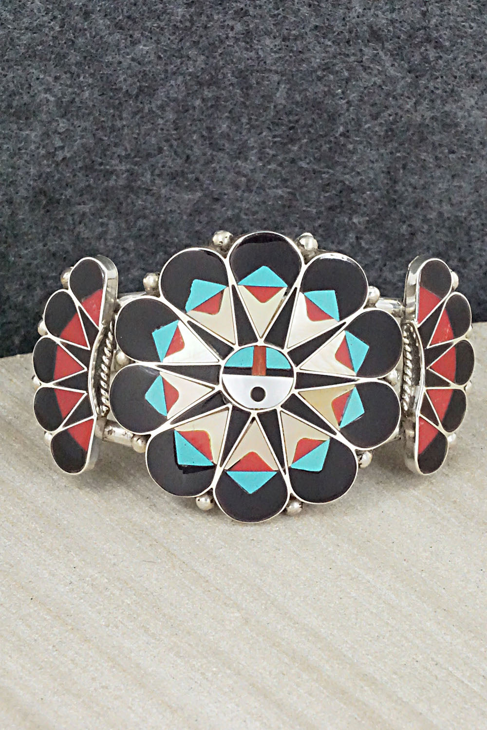 Multi Stone & Sterling Silver Inlay Bracelet - Delvin Gasper