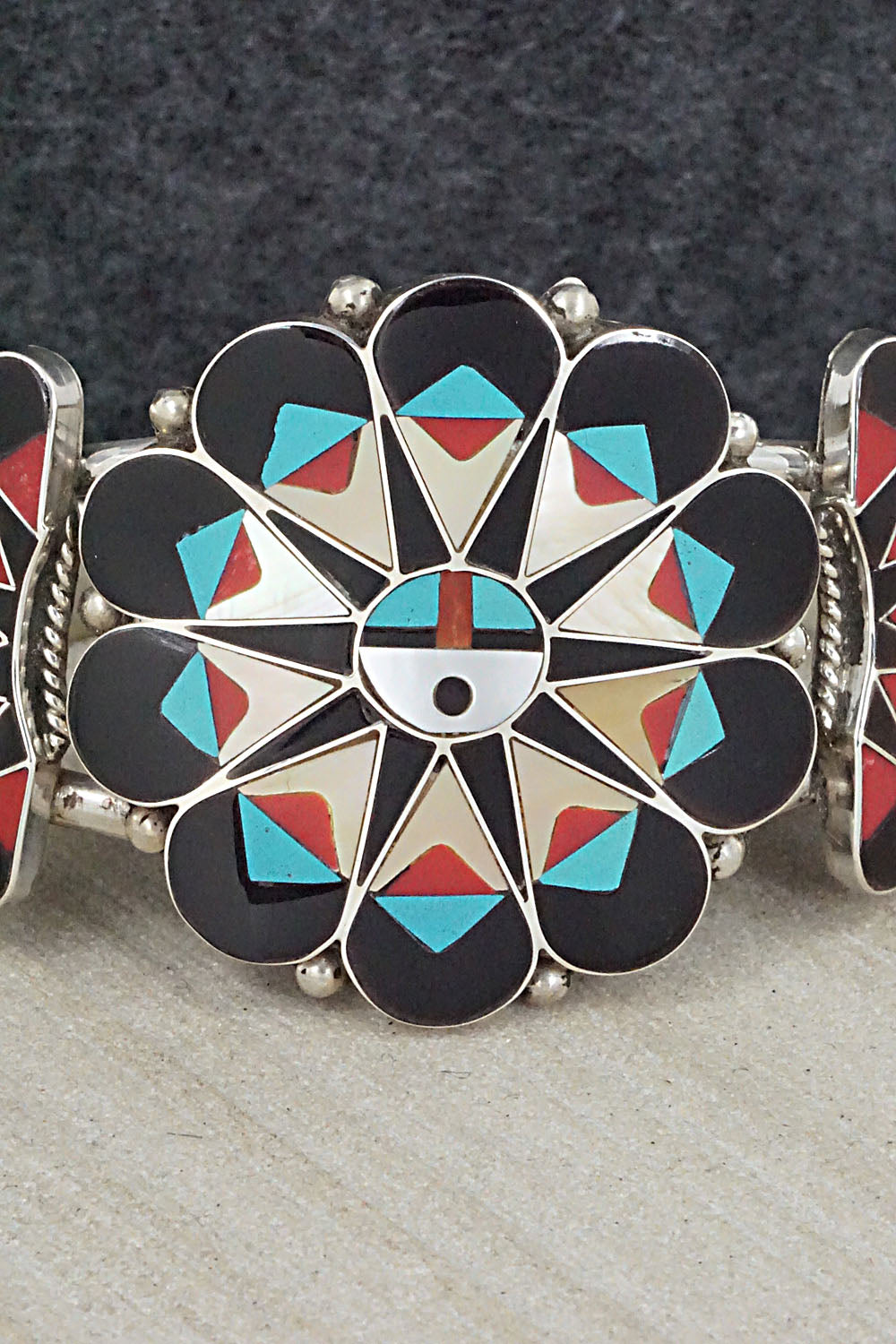 Multi Stone & Sterling Silver Inlay Bracelet - Delvin Gasper