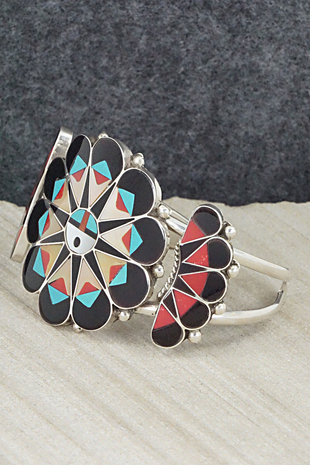 Multi Stone & Sterling Silver Inlay Bracelet - Delvin Gasper