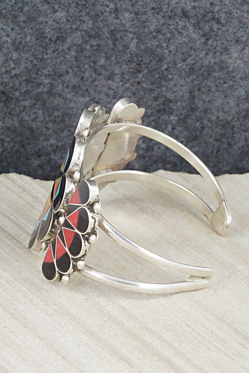 Multi Stone & Sterling Silver Inlay Bracelet - Delvin Gasper