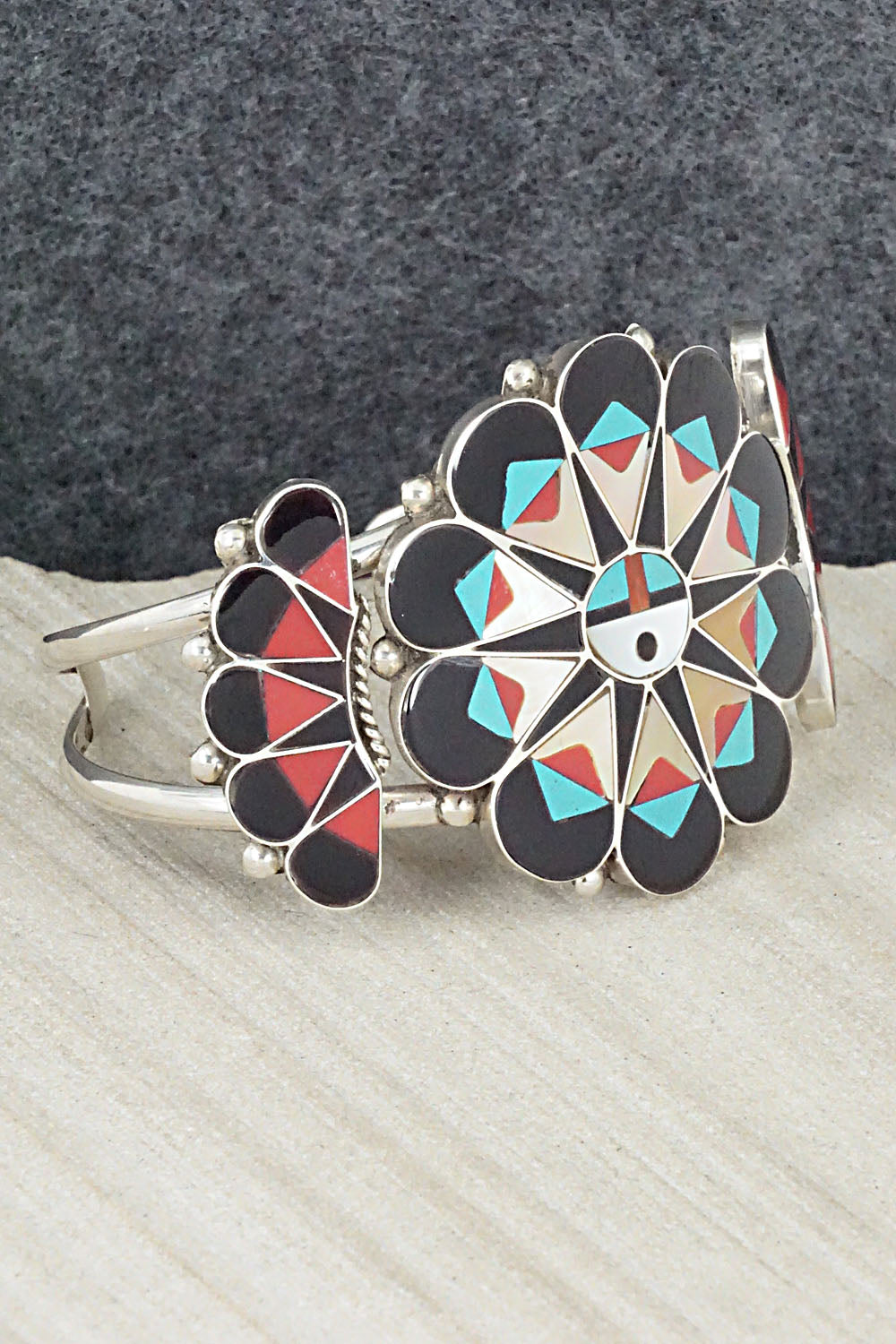 Multi Stone & Sterling Silver Inlay Bracelet - Delvin Gasper