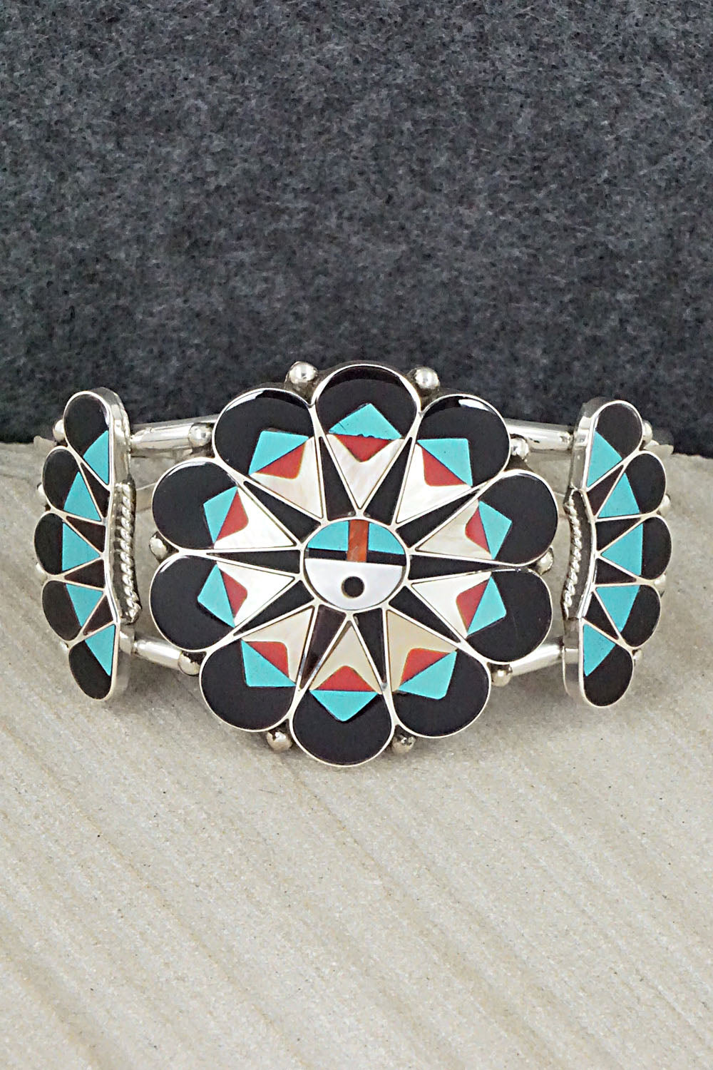 Multi Stone & Sterling Silver Inlay Bracelet - Delvin Gasper