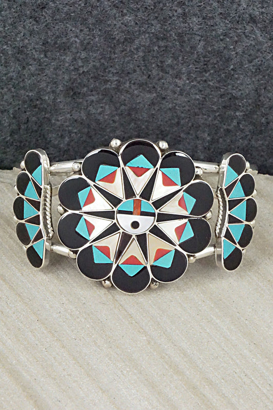 Multi Stone & Sterling Silver Inlay Bracelet - Delvin Gasper