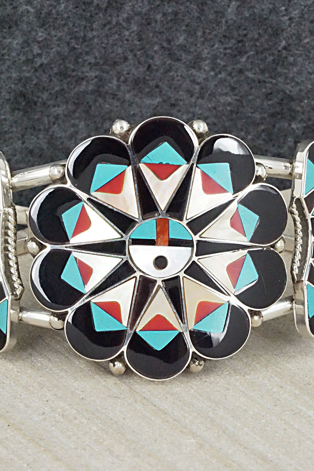 Multi Stone & Sterling Silver Inlay Bracelet - Delvin Gasper