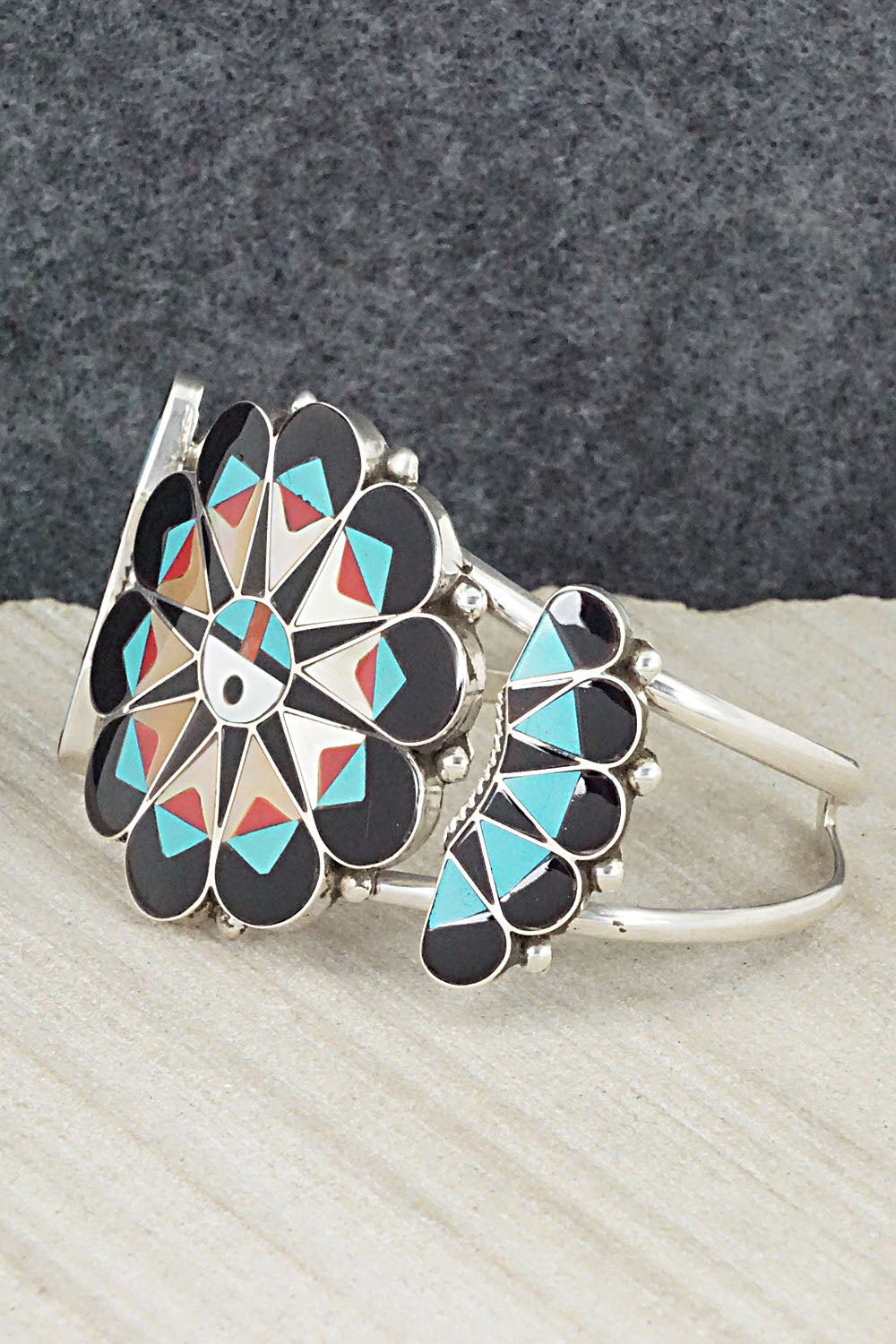 Multi Stone & Sterling Silver Inlay Bracelet - Delvin Gasper