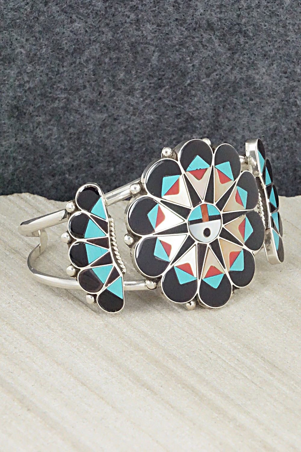 Multi Stone & Sterling Silver Inlay Bracelet - Delvin Gasper